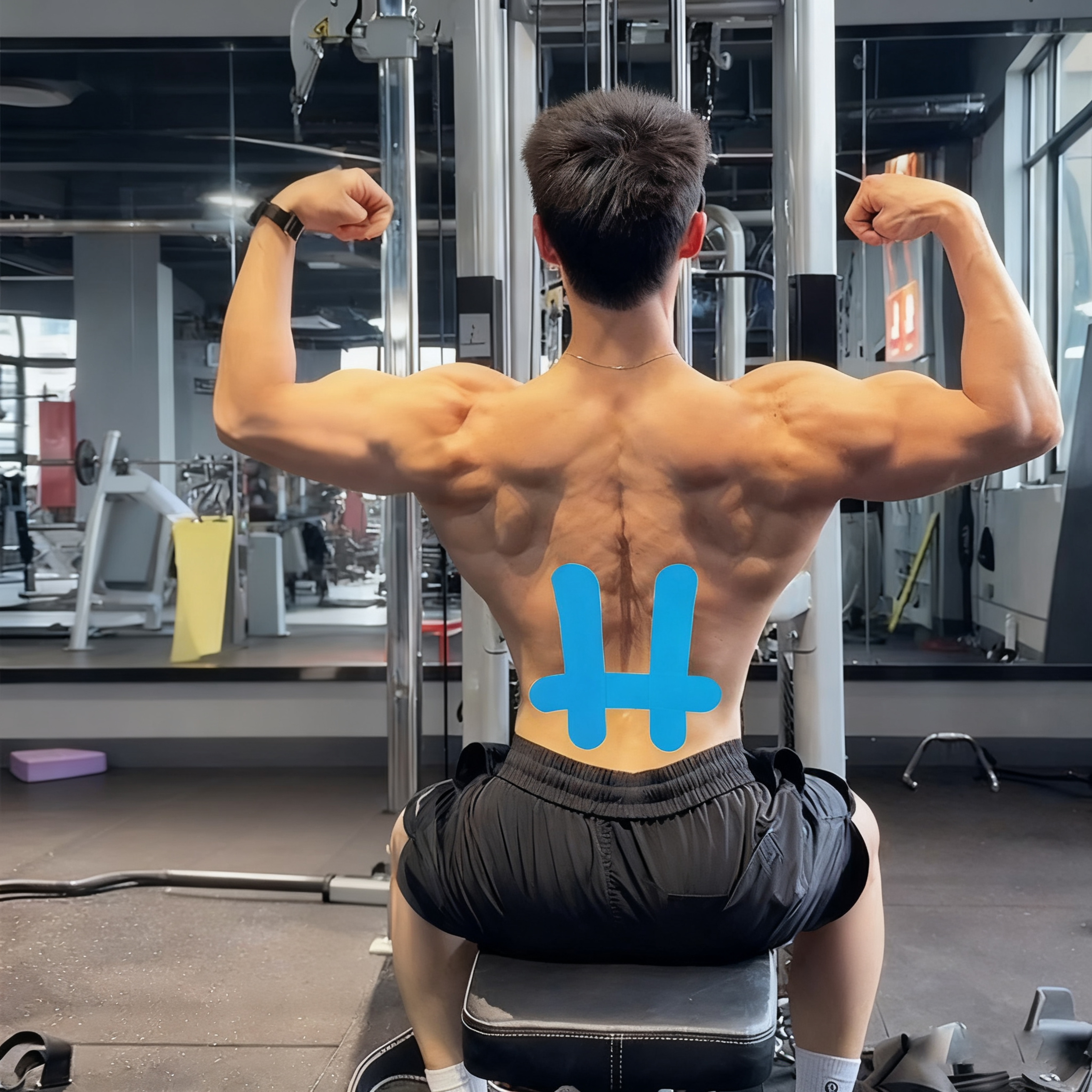 แผ่นแปะกล้ามเนื้อเทปกายภาพก่อนตัดสำหรับด้านหลัง